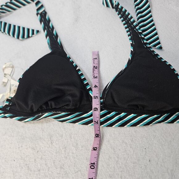 NWT CONVERSE All Star Stripe Green Black Bikini Top Halter Sz M Triangle - Picture 3 of 4